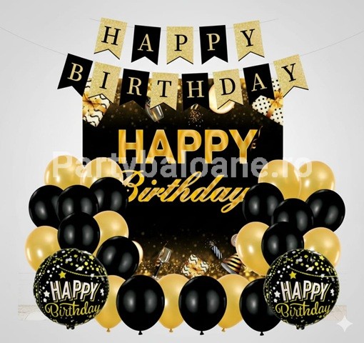 SET ARANJAMENT BALOANE HAPPY BIRTHDAY CU BACKGROUND INCLUS