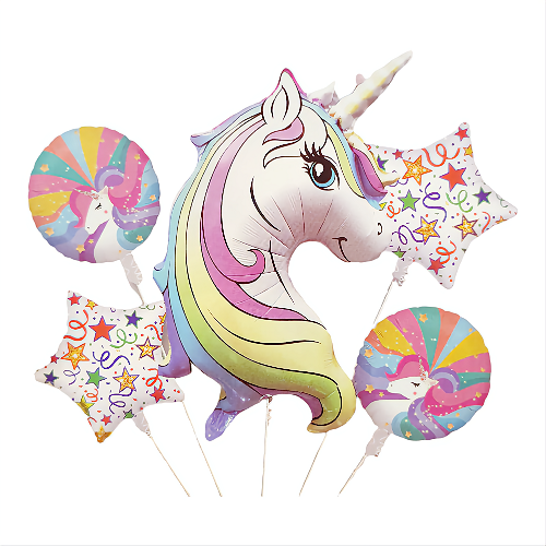 SET BALOANE FOLIE CU UNICORN SI STELUTE