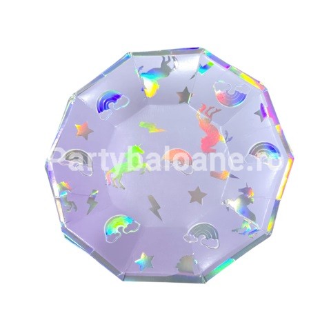 SET FARFURII UNICORN HOLOGRAMA - 18 CM