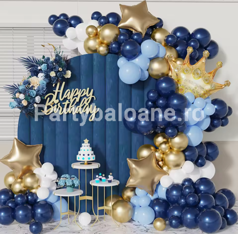 SET GHIRLANDA BALOANE BLEU MACARONS