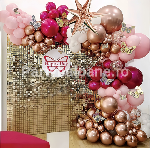 SET GHIRLANDA BALOANE ROZ MACARONS
