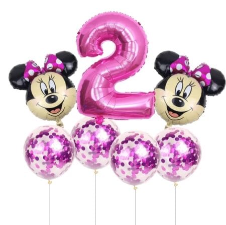 SET 7 BALOANE CU CIFRA 2 - MINNIE MOUSE ROZ