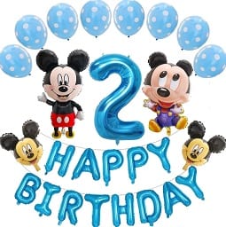 SET 12 BALOANE CU MICKEY, CIFRA 2 SI BANNER