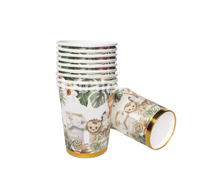 Set 10 Pahare Safari Cartonate pentru Zile de Nastere