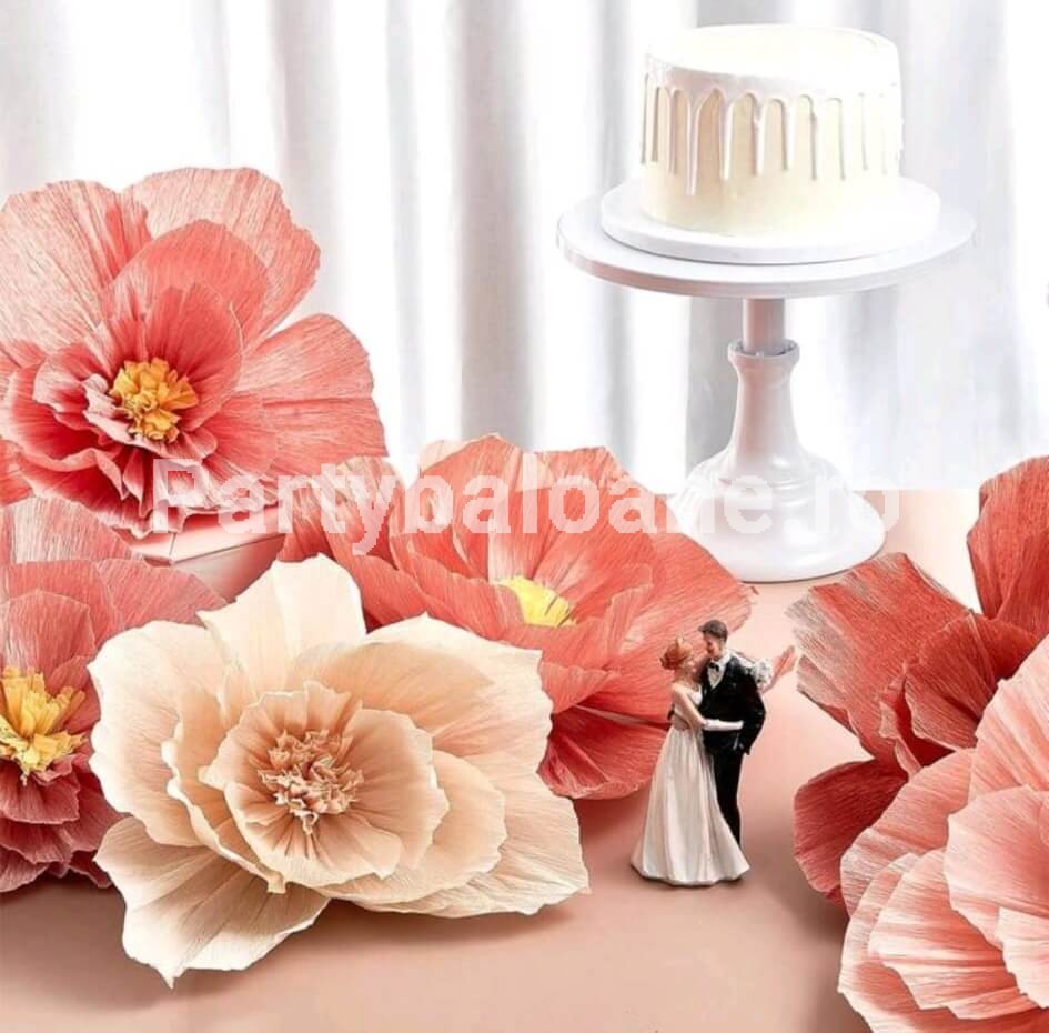 Set 4 Flori Hârtie Mătase Alb & Roz (25-30 cm) - Decor Nuntă & Botez Set 4 flori mari hartie de matase culori alb si roz 25-30 cm pentru decoratiuni nunta botez petrecere