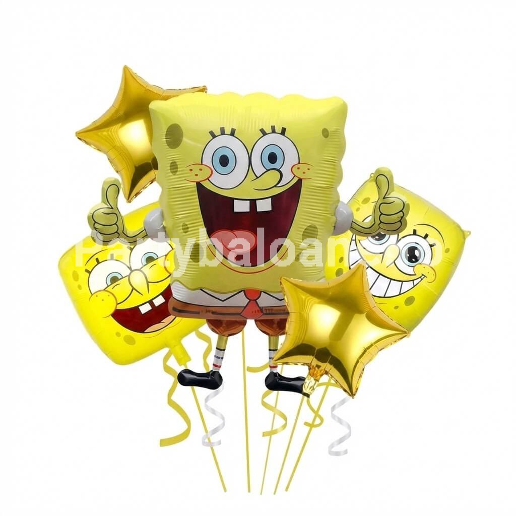 Set 5 Baloane Folie SpongeBob - Kit Aniversare CopiI Set 5 baloane folie tematica SpongeBob SquarePants cu balon gigant personaj si baloane stea aurii pentru aniversare copii.