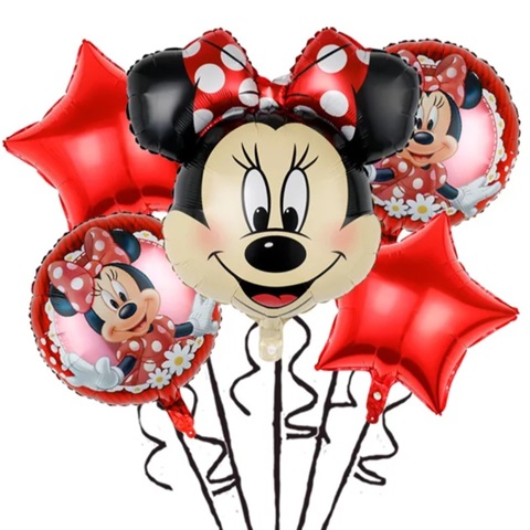 Set 5 baloane folie Minnie Mouse rosu