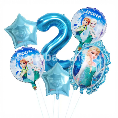 Set 6 baloane folie Frozen cu cifra 2