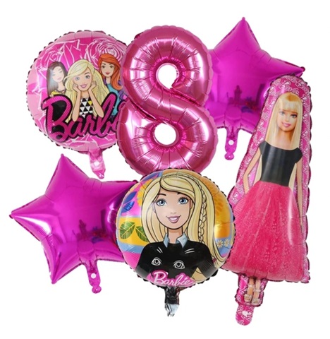 Set 6 baloane folie cu cifra 8 - Barbie