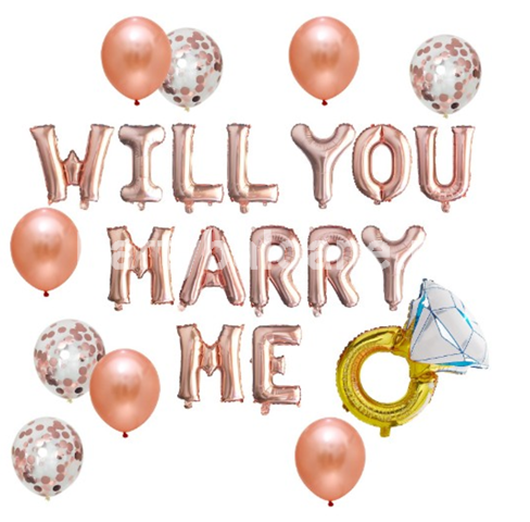 Set baloane decorative WILL YOU MARRY ME