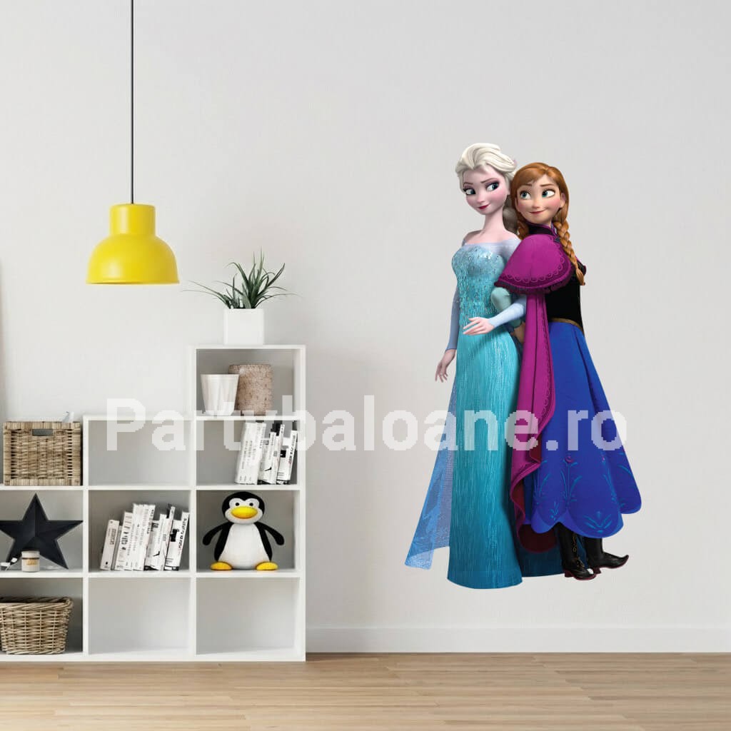 Sticker Perete Frozen Elsa și Anna – Autocolant Decorativ Repozitionabil - COD 510B Sticker de perete autocolant și repoziționabil cu personajele Elsa și Anna din filmul Frozen