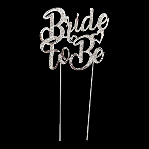 Topper Tort Bride to Be Argintiu cu Strasuri