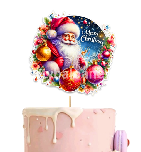 TOPPER PENTRU TORT CU MOS CRACIUN - MERRY CHRISTMAS