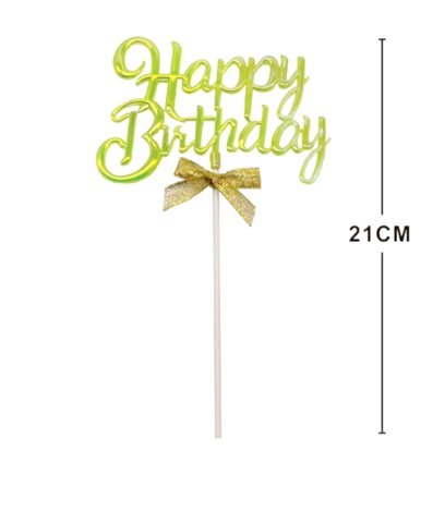Topper Tort Happy Birthday Auriu Luminos