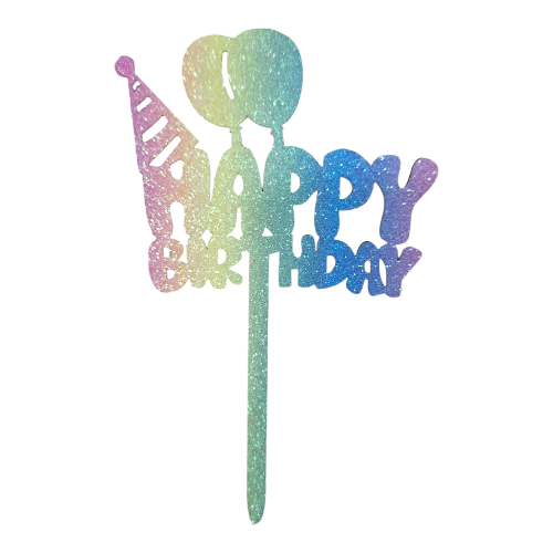 Topper Tort Happy Birthday Curcubeu