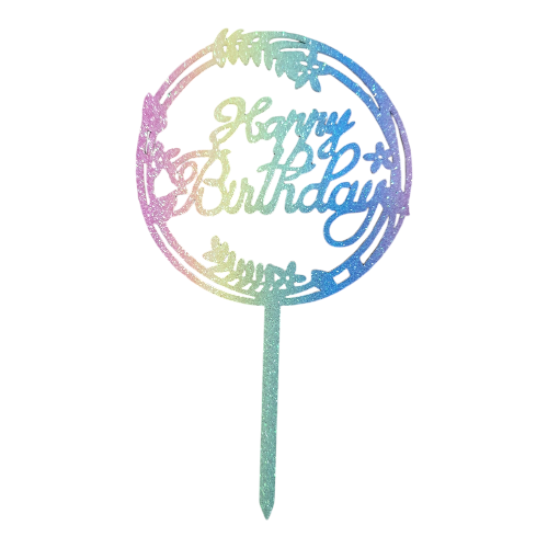 Topper Tort Happy Birthday Curcubeu Rotund