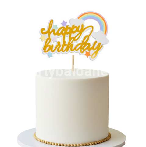 Topper Tort Happy Birthday Curcubeu (Rainbow