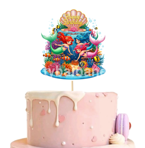 TOPPER PENTRU TORT HAPPY BIRTHDAY TEMATICA SIRENA
