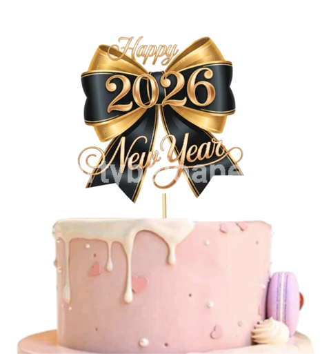TOPPER PENTRU TORT HAPPY NEW YEAR 2026 - MODEL FUNDITA