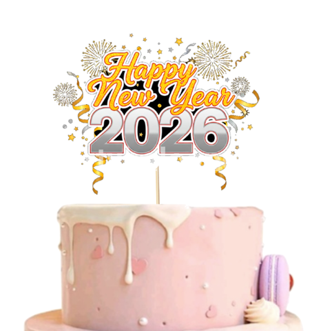 TOPPER PENTRU TORT HAPPY NEW YEAR 2026