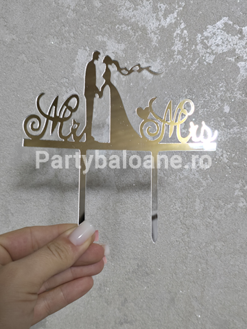 TOPPER PENTRU TORT NUNTA ARGINTIU COD 9467