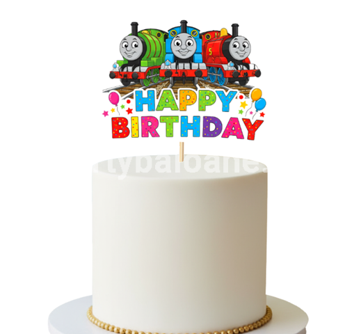 Topper Tort Happy Birthday Tematica Tren Animat