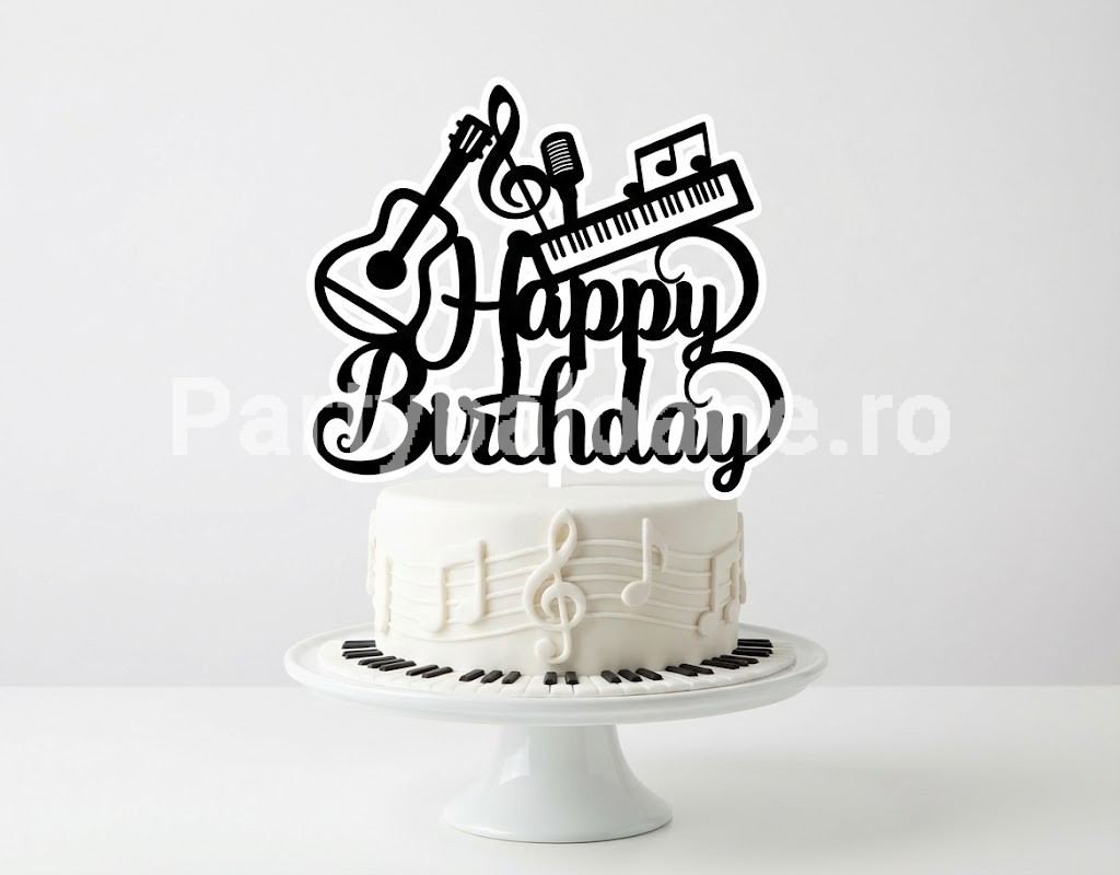 Topper Tort Happy Birthday Tematică Muzică (Chitară