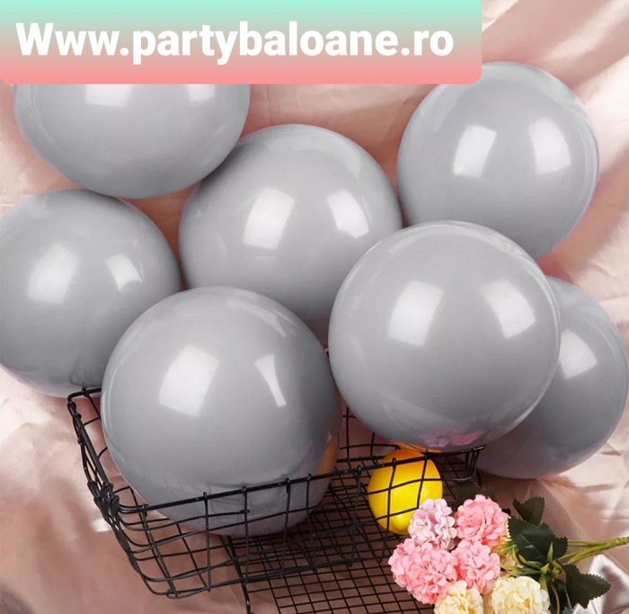 SET BALOANE LATEX MACARONS GRI INCHIS - 26 CM