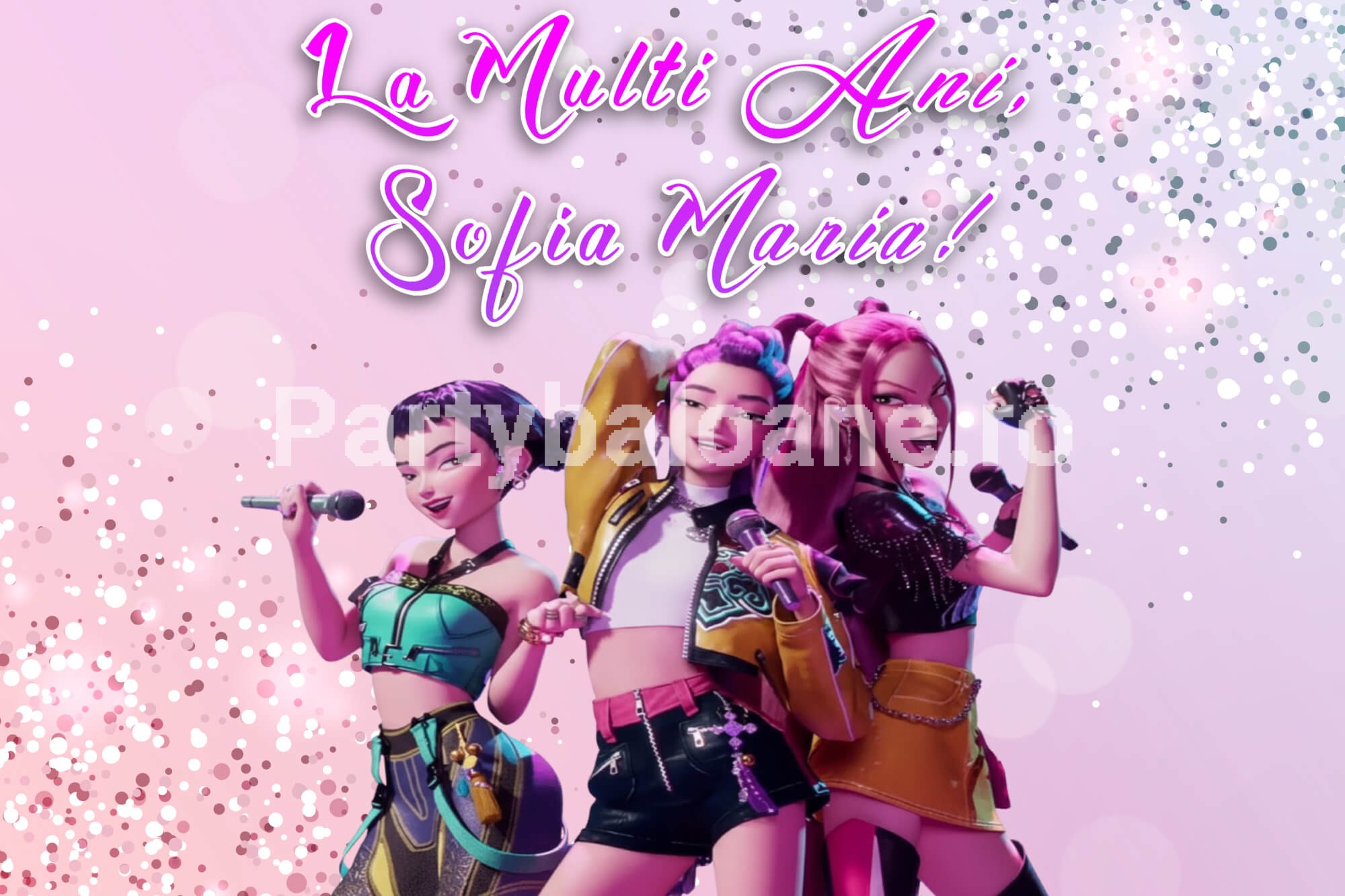Background Personalizat Kpop Demon Huntrix – Fundal Foto Party B05 Background personalizat Kpop Demon Huntrix model B05