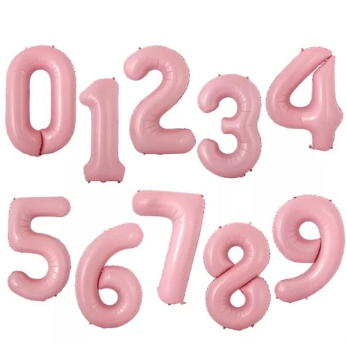 BALOANE FOLIE CIFRE ROZ MACARONS 0-9 - 74 CM Baloane roz cu cifre de la 0 la 9
