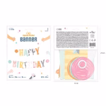 Banner Happy Birthday Tematica Pisici Meow Forma Litere 200x18 cm Banner Happy Birthday din carton pentru petreceri copii tematica pisici, litere cu design special in forma de labute, cozi de pisica si blana pastelata, lungime 200 cm.