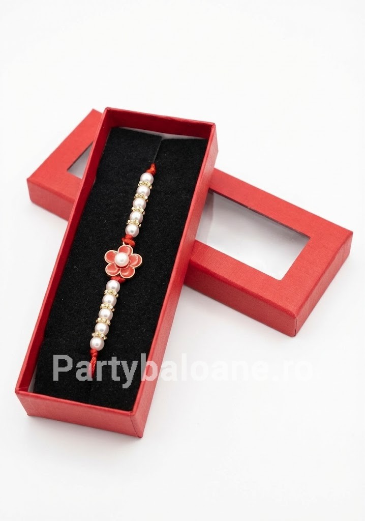 Mărțișor Premium Brățară în Cutie Cadou - Modele Norocoase 1 Martie Model 19 Martisor premium bratara cu perle si talismane norocoase in cutie rosie cadou 1 martie