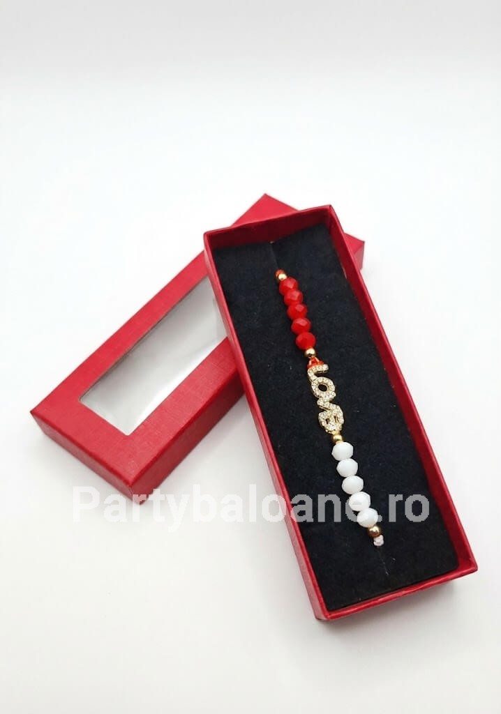 Mărțișor Premium Brățară în Cutie Cadou - Modele Norocoase 1 Martie Model 32 Martisor premium bratara cu perle si talismane norocoase in cutie rosie cadou 1 martie