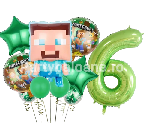 SET 10 BALOANE FOLIE SI LATEX - MINECRAFT CU CIFRA 6
