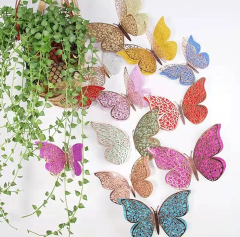 SET 12 FLUTURI DECORATIVI CU ARIPI DUBLE
