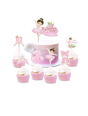 Set 7 Toppere Tort Happy Birthday Balerină