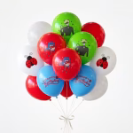 Set 12 baloane latex Miraculous Buburuza si Motan Noir 30 cm Buchet festiv format din set 12 baloane latex Miraculous 30 cm pentru petrecere tematica Buburuza si Motan Noir