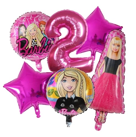 Set 6 baloane folie cu cifra 2 - Barbie