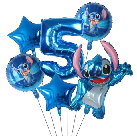 Set 6 baloane folie cu cifra 5 - Stitch