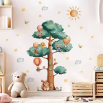 Sticker pom cu animale perete cod 551 Sticker pom cu animale perete cu baloane norisori si soare aplicat in camera