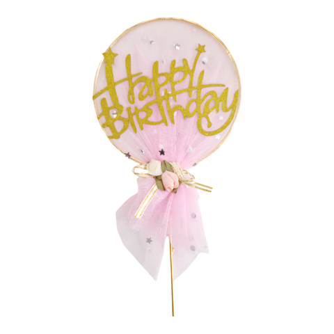 Topper Tort Happy Birthday cu Tull Roz