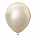Set 100 baloane latex Mirror White Gold Kalisan 13 cm Set 100 baloane latex calitate profesionala partybaloane culoare mirror white gold auriu alb sampanie metalizat lucios cromat efect oglinda dimensiune mica 13 cm 5 inch marca Kalisan
