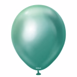 Set 50 baloane latex Mirror Green Kalisan 30 cm Balon din latex calitate profesionala finisaj cromat lucios efect oglinda mirror green verde smarald dimensiune standard 30 cm marca Kalisan